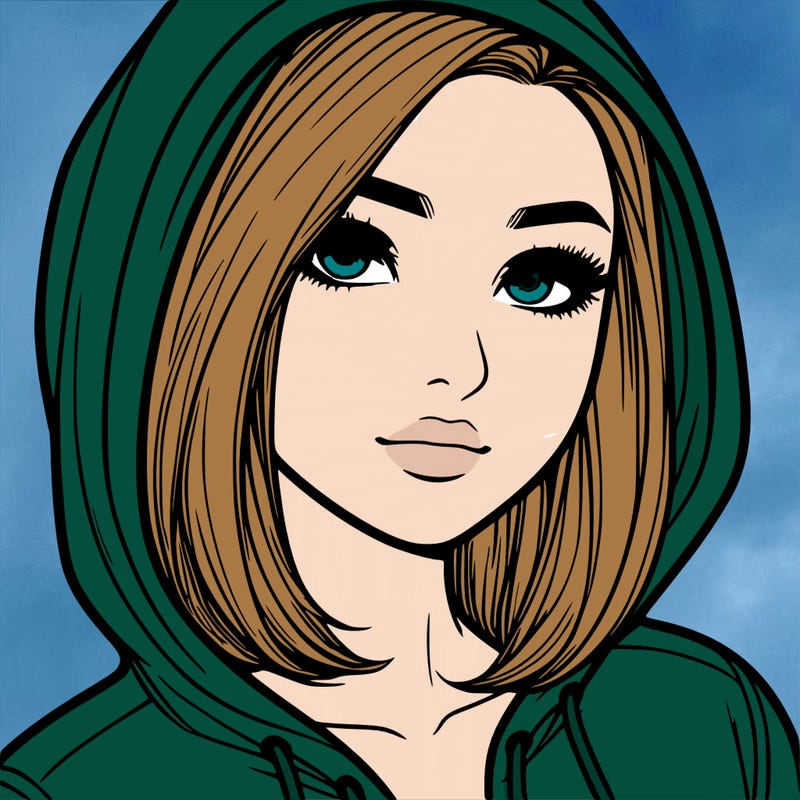 realistic adult girl with hoodie on