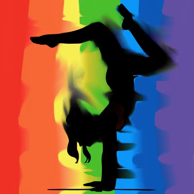 a woman doing a handstand