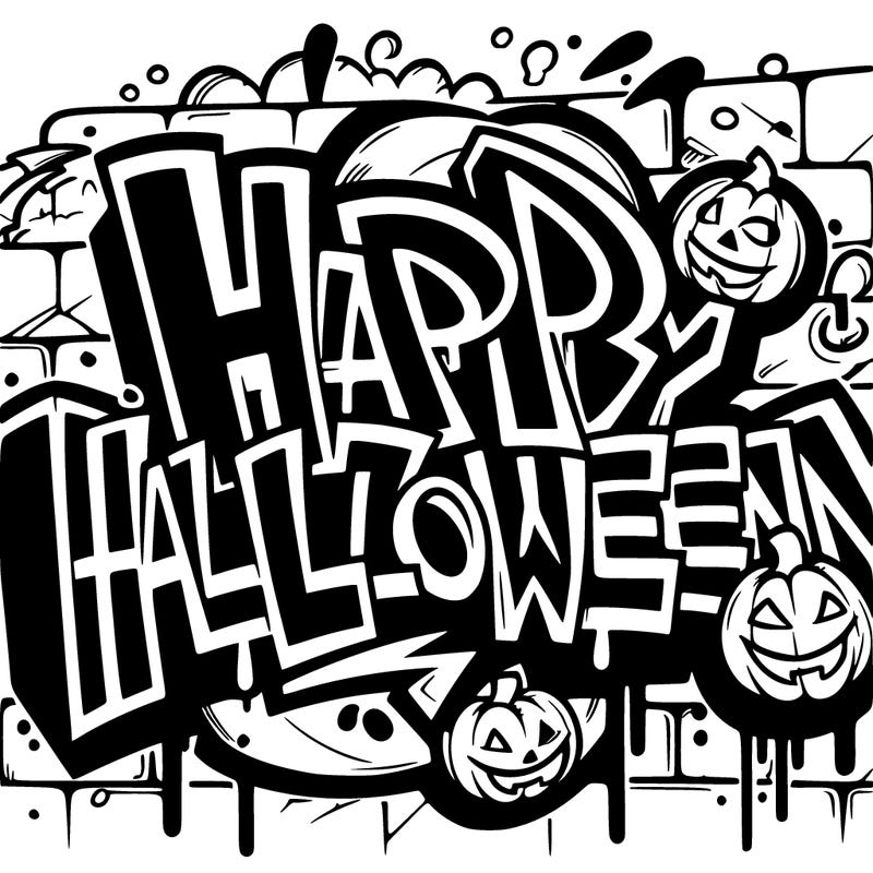 graffiti that says happy halloween