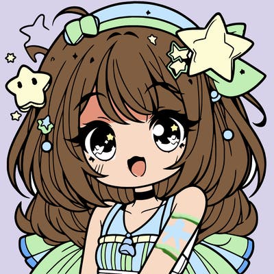 cute anime girl with star accessories