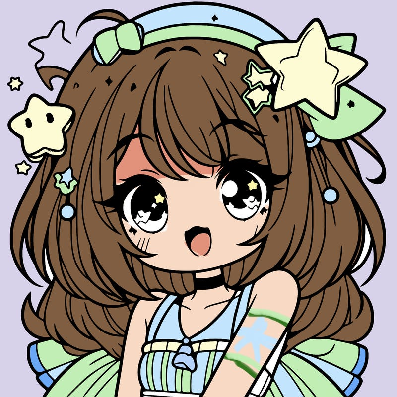 cute anime girl with star accessories