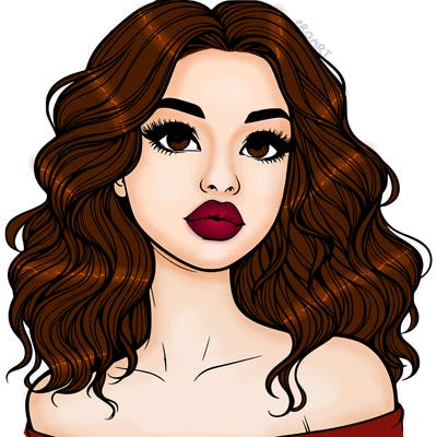 realistic girl with wavy hair and lips
