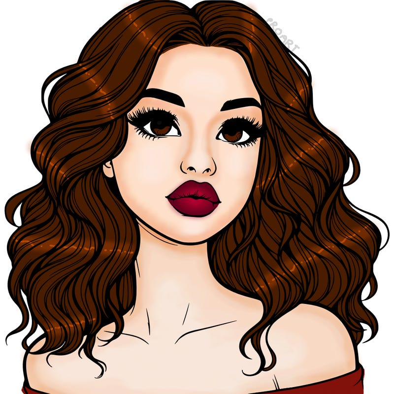 realistic girl with wavy hair and lips