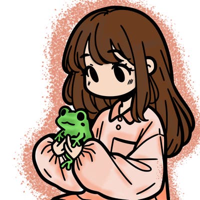 girl with long hair and a oversized shirt. and she is holding a frog