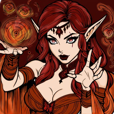 realistic scary beautiful elf sorceress casting spell