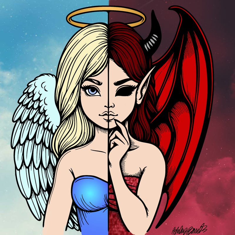 realistic angel half demon