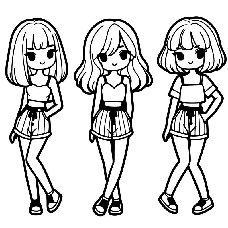 three girls with shorts