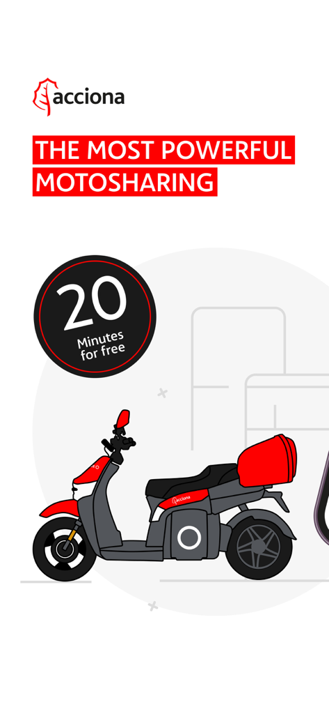 ACCIONA motosharing movilidad - Acciona electric scooter with 20 free minutes motosharing promotion