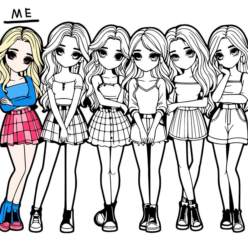 a group of girls realistic