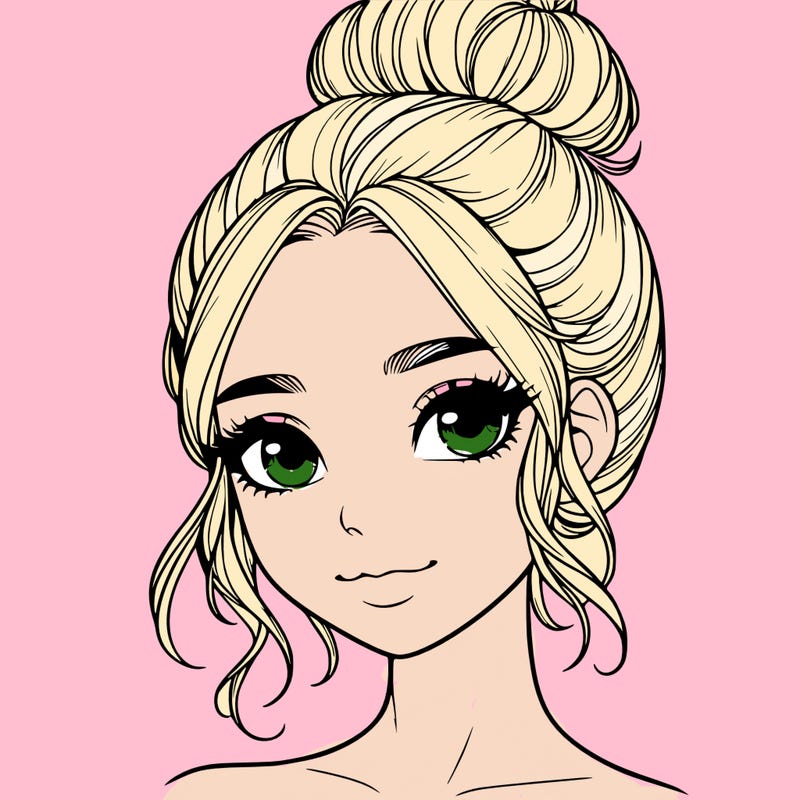 realistic pretty girl with hair in bun