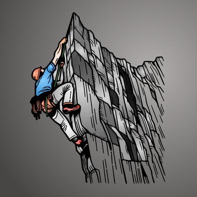 extreme rock climbing on a sheer cliff face