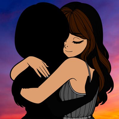 realistic girls hugging