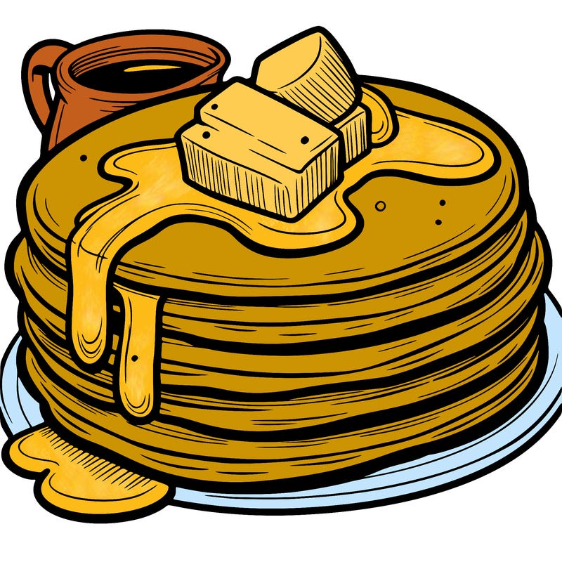 pancakes with syrup and butter on top