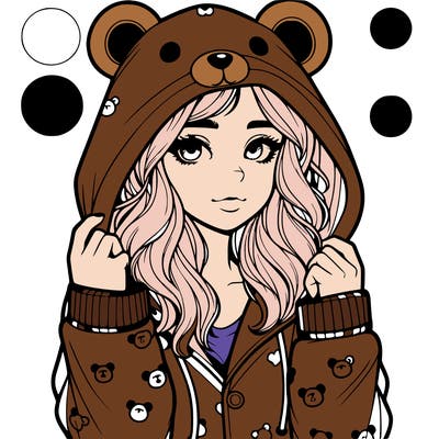realistic girl in a animal pjs hoodie