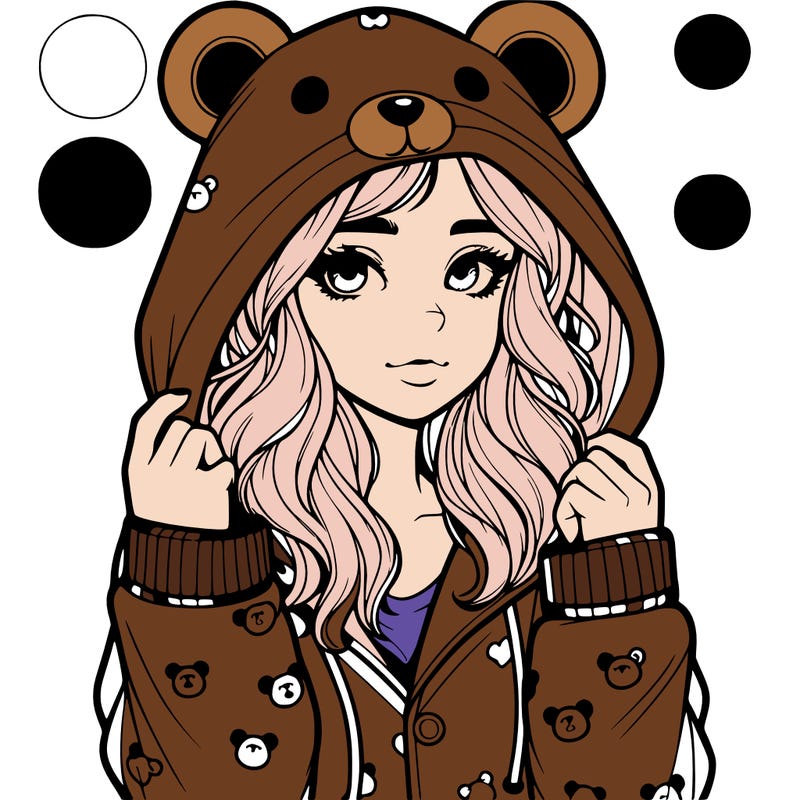 realistic girl in a animal pjs hoodie