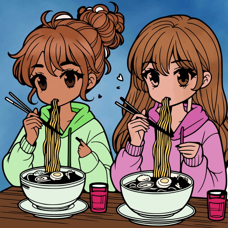 girls eating ramen