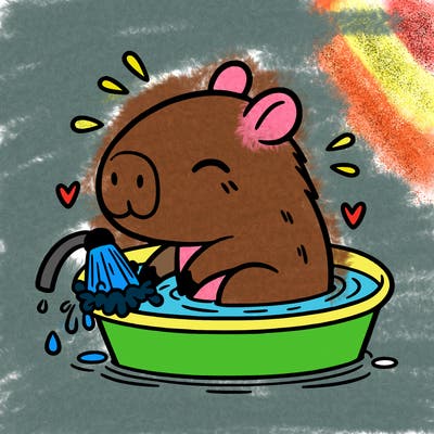 capybara taking a bath