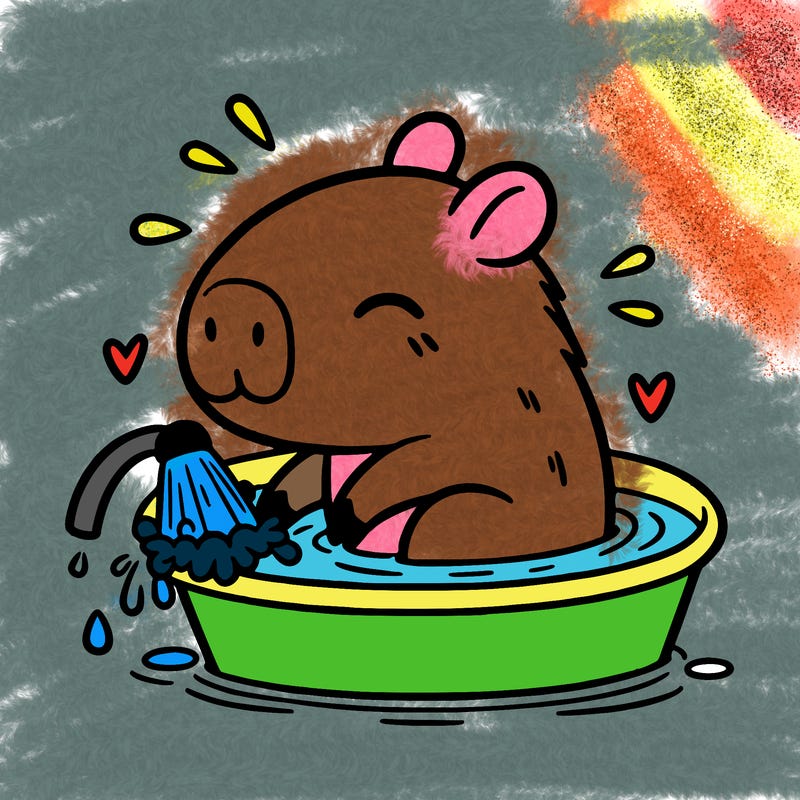 capybara taking a bath