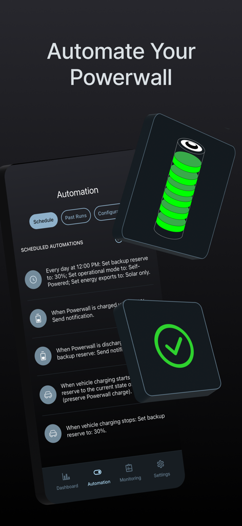 Netzero for Powerwall - Netzero app interface showing automated energy schedules and EV charging rules for Tesla Powerwall.