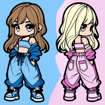 girl in crop top and baggy pants