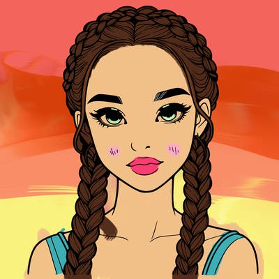 realistic girl with braids