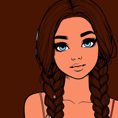 realistic girl with braids