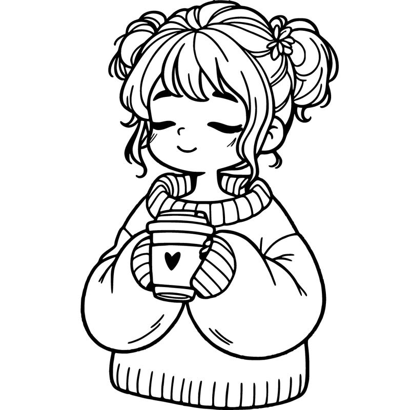 girl in a oversized sweater drinking coffee