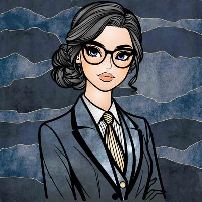 elegant woman in suit and glasses