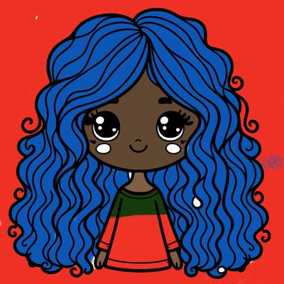 girl with long curly hair