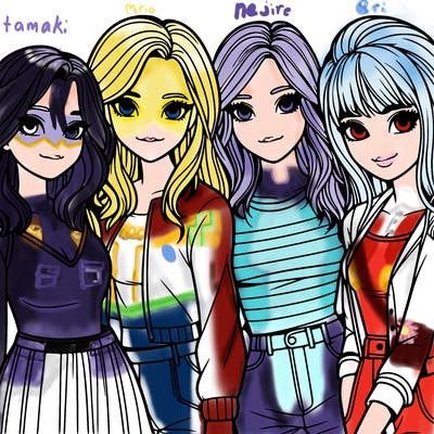 a group of girls realistic