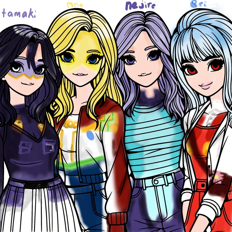 a group of girls realistic