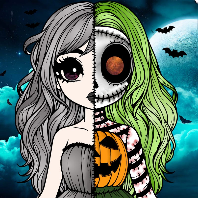 realistic girl halloween split