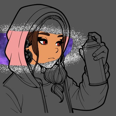 a realistic girl, spray painting