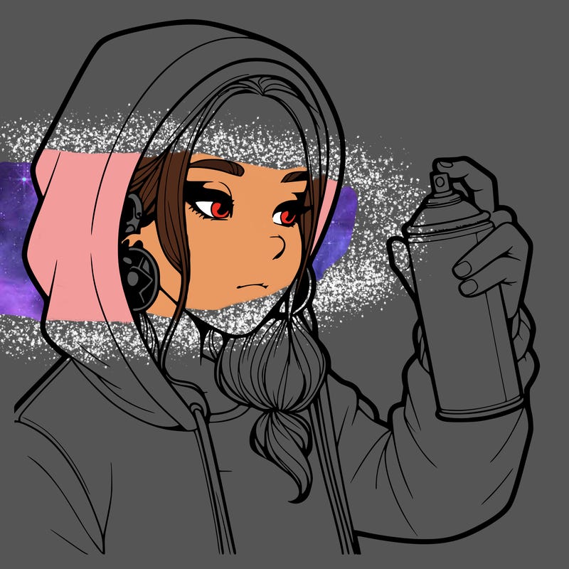 a realistic girl, spray painting