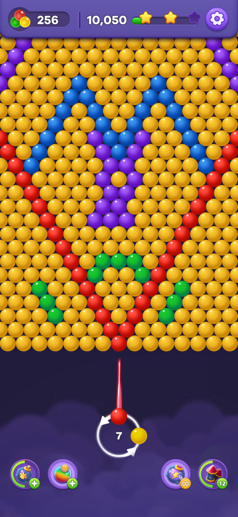 Bubble Pop！Bubble Shooter Game - 화려한 버블 구성과 조준선이 있는 Bubble Pop Shooter의 게임 플레이 스크린샷