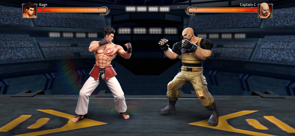 Legend Fighter: Mortal Battle - Dos luchadores 3D llamados Kage y Captain C se enfrentan en una gran arena de estadio