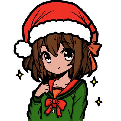 anime girl wearing a santa hat
