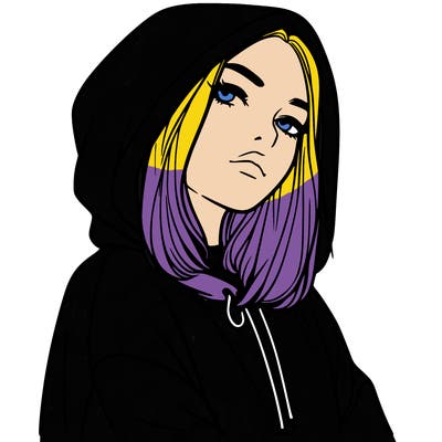 a realistic girl in a hoodie