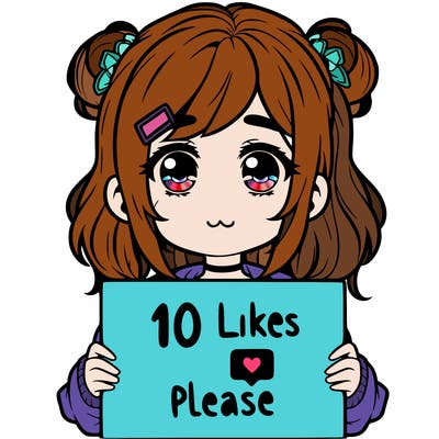 a girl with a sign saying 10 likes please
