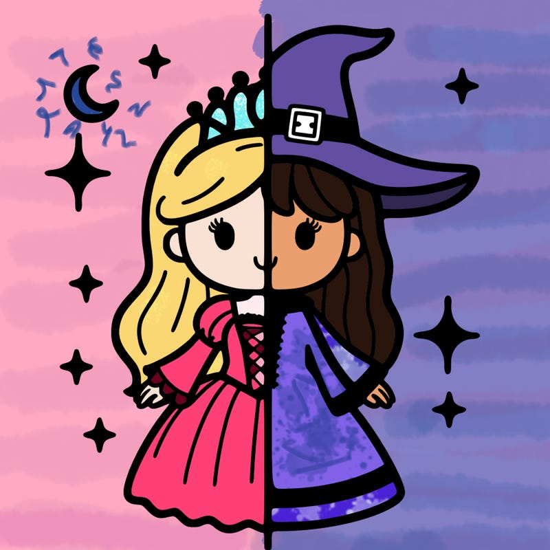 split princess and witch