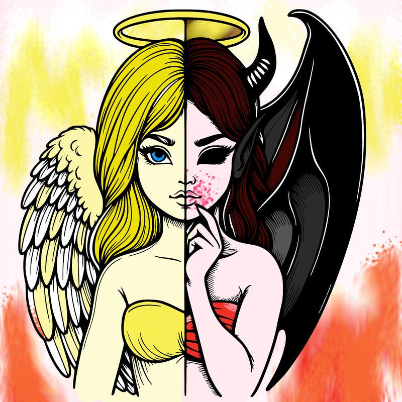 realistic angel half demon