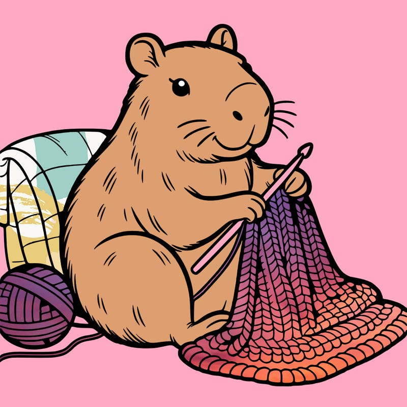 capybara crocheting a blanket