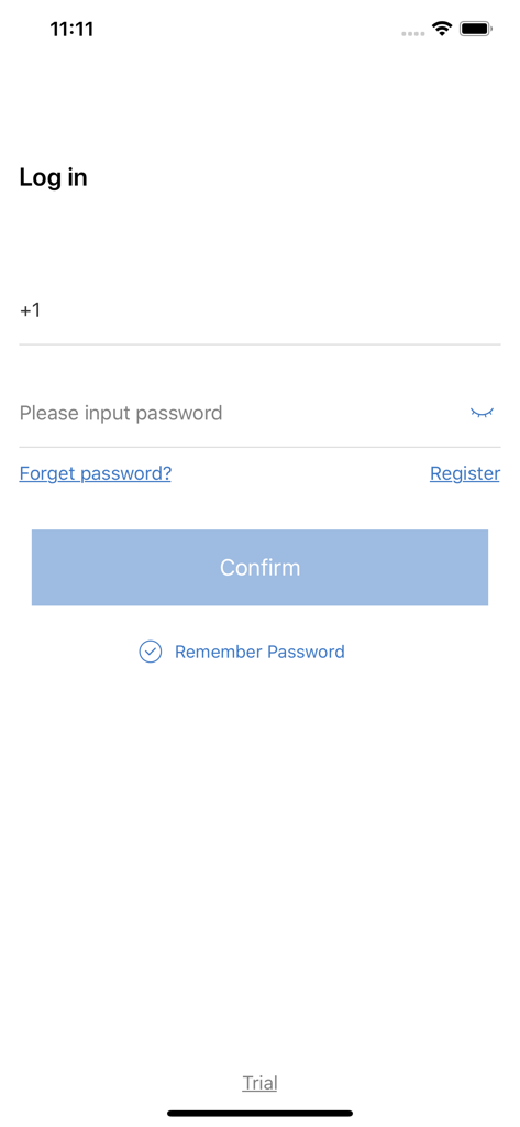Kittyhok Pro - Pantalla de inicio de sesión de la aplicación Kittyhok Pro con campos de entrada de número de teléfono y contraseña