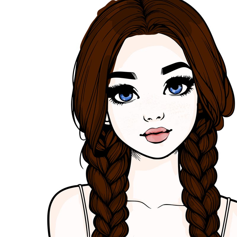 realistic girl with braids