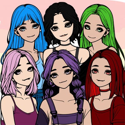 a group of girls realistic