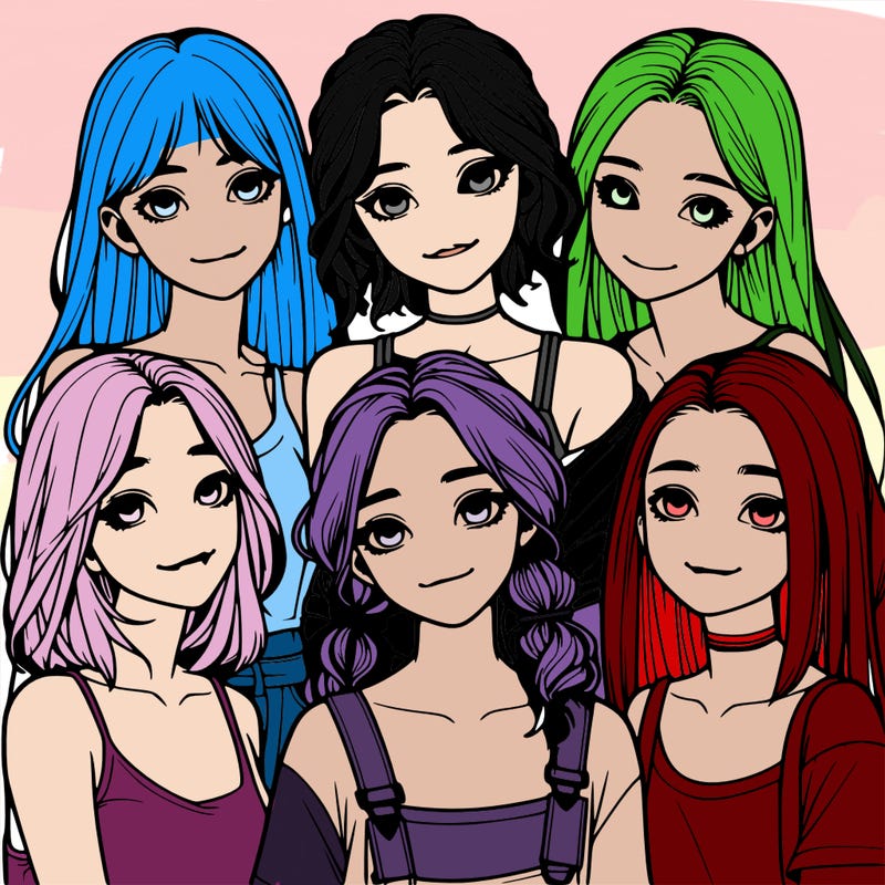 a group of girls realistic