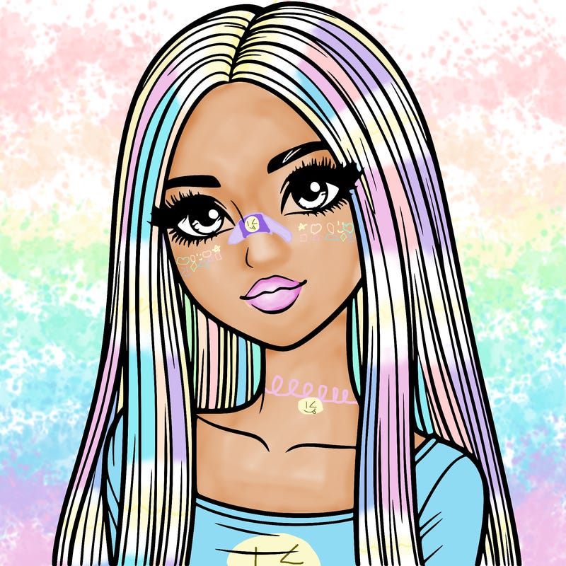 realistic girl with straight and long hair