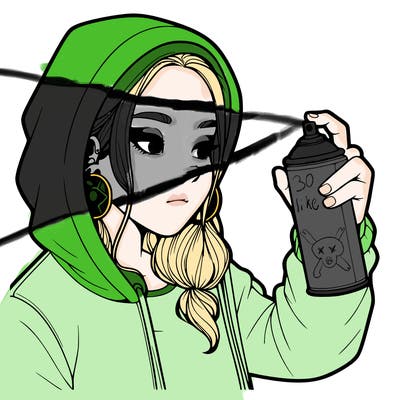 a realistic girl, spray painting