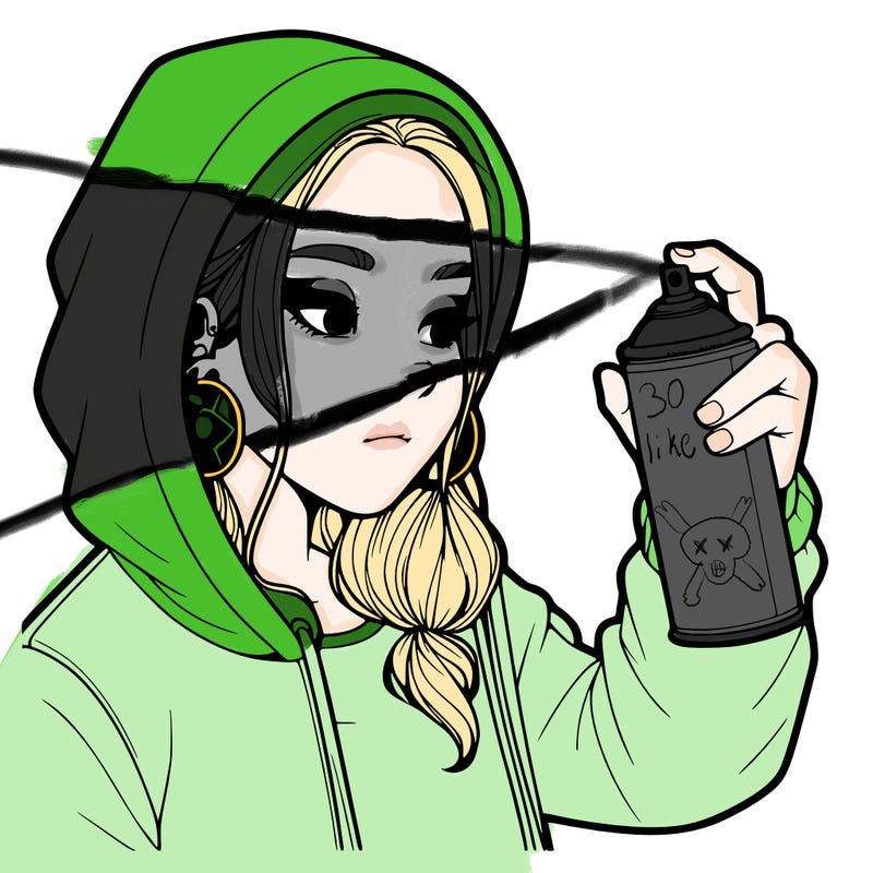 a realistic girl, spray painting