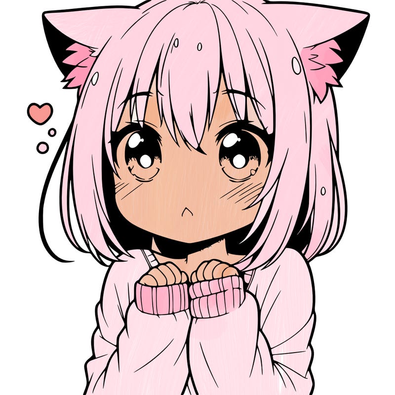 shy anime catgirl